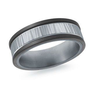 14K White Gold, Tantalum, and Carbon-Fiber Mens Band