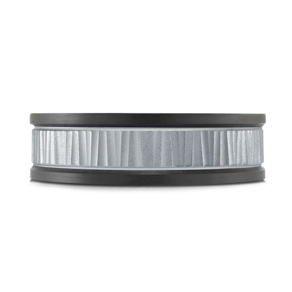 14K White Gold, Tantalum, and Carbon-Fiber Mens Band