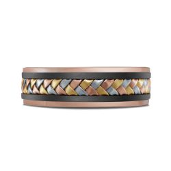 14K Tri-Tone Gold, Tantalum and Carbon-Fiber Mens Band