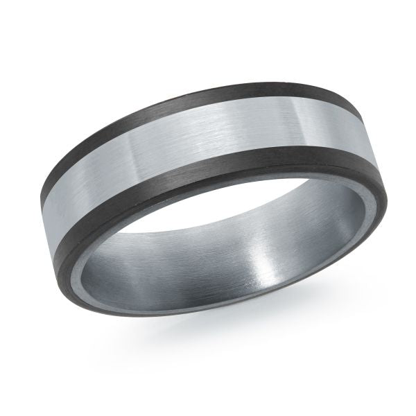 14K White Gold, Tantalum and Carbon-Fiber Mens Band