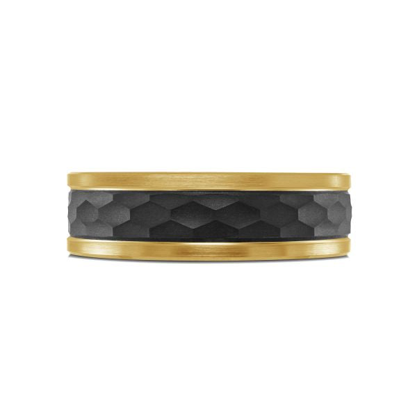 14K Yellow Gold, Tantalum and Carbon-Fiber Mens Band