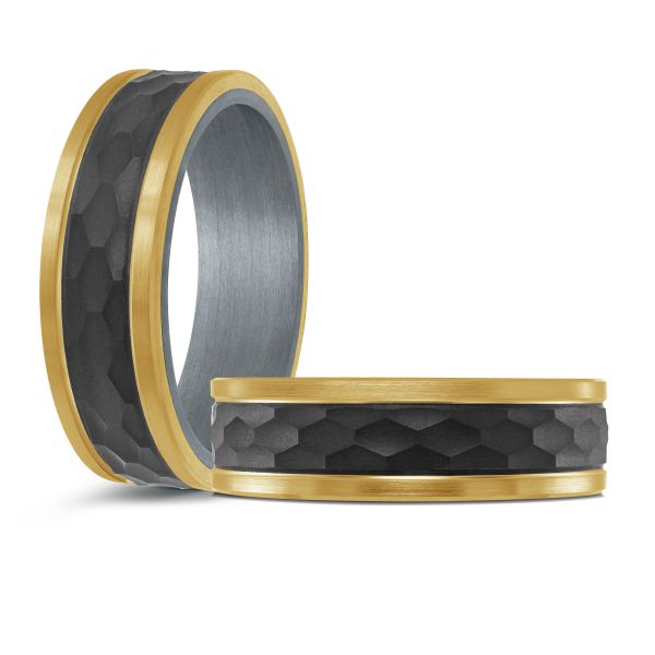 14K Yellow Gold, Tantalum and Carbon-Fiber Mens Band