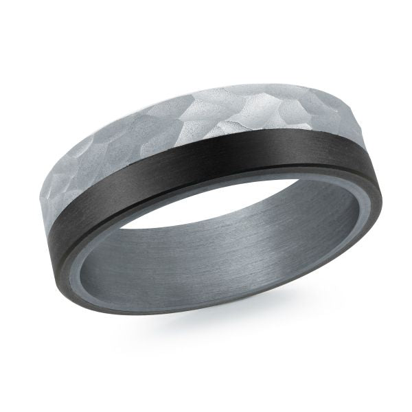 14K White Gold, Tantalum and Carbon-Fiber Mens Band