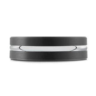 14K White Gold, Tantalum, and Carbon-Fiber Mens Band