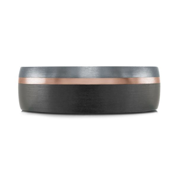 14K Rose Gold, Tantalum and Carbon-Fiber Mens Band