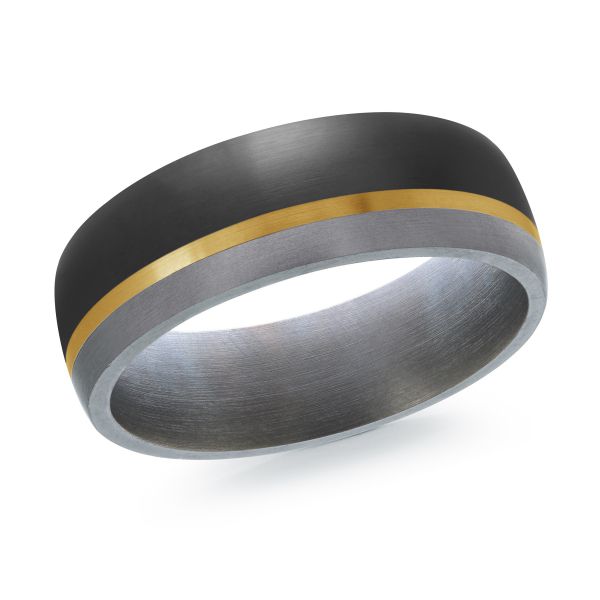 14K Yellow Gold, Tantalum and Carbon-Fiber Mens Band