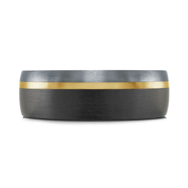 14K Yellow Gold, Tantalum and Carbon-Fiber Mens Band