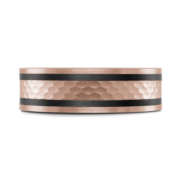 14K Rose Gold, Tantalum and Carbon-Fiber Mens Band