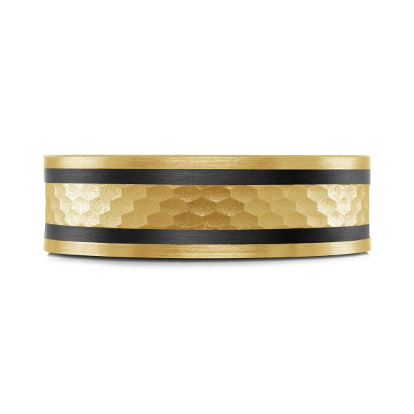 14K Yellow Gold, Tantalum and Carbon-Fiber Mens Band