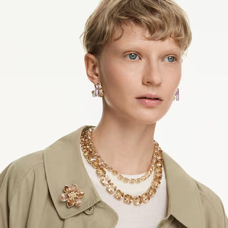Millenia Tennis necklace, Octagon cut, Yellow, Gold-tone plated 5718674