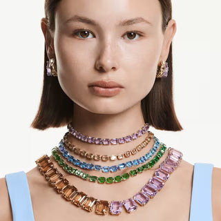Millenia Tennis necklace, Octagon cut, Yellow, Gold-tone plated 5718674