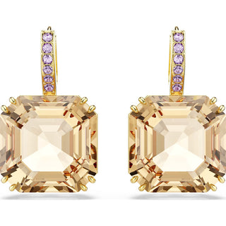 Millenia drop earrings, Mixed cuts, Caramel, Gold-tone plated 5725744