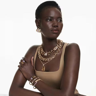Millenia drop earrings, Mixed cuts, Caramel, Gold-tone plated 5725744