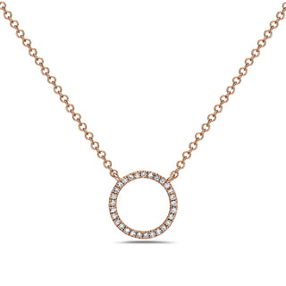 14K Rose Gold Diamond Pendant, 18"