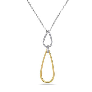 14K White and  Yellow Gold Diamond Pendant, 18"