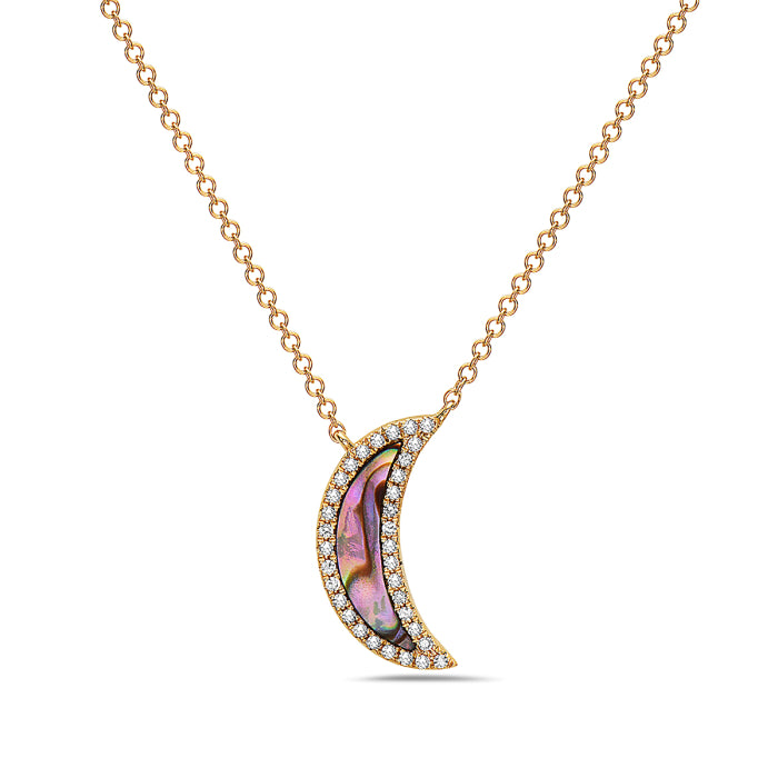 14K Yellow Gold Abalone Pearl and Diamond Pendant - 18&quot;