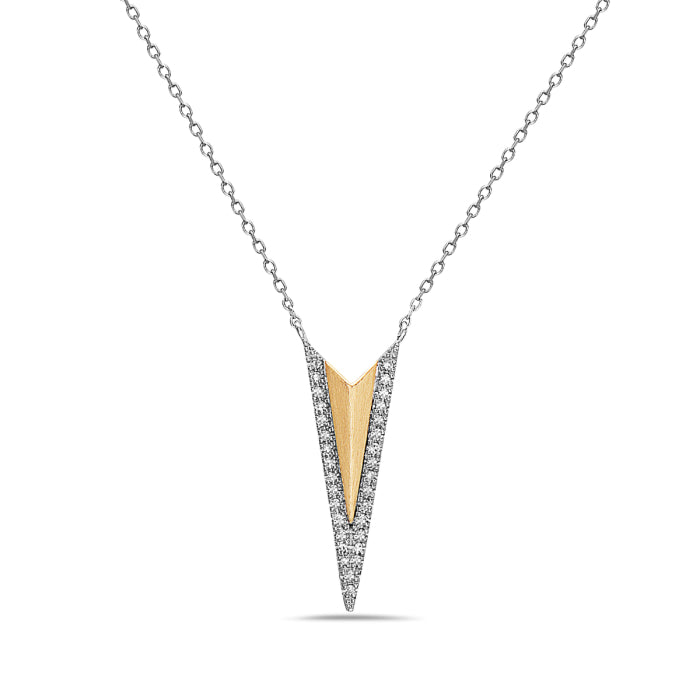 14K White and  Yellow Gold Diamond Pendant, 18&quot;