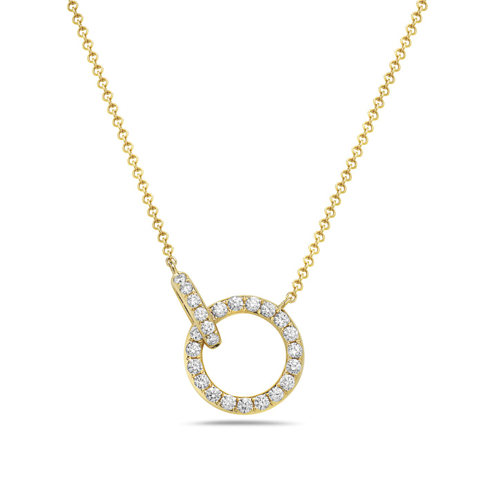 Colgante de oro amarillo de 14 quilates con círculo de diamantes, infinito y eternidad, 18 pulgadas