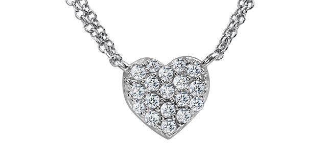 Sterling Silver 0.13cttw Diamond Necklace