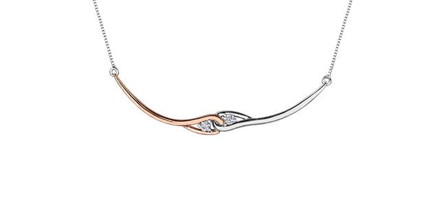 10K White &amp; Rose Gold 0.10 cttw Diamond Necklace