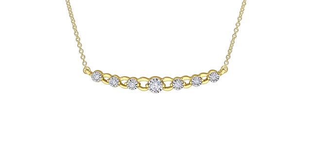 10K Yellow &amp; White Gold 0.18 cttw Diamond Necklace