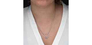 Sterling Silver 0.07cttw Circular Leaf Diamond Necklace