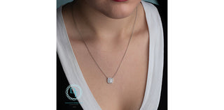Sterling Silver Cluster Lab Grown Diamond Necklace 18"