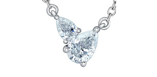 Sterling Silver Toi et Moi Lab Grown Diamond Necklace 18"