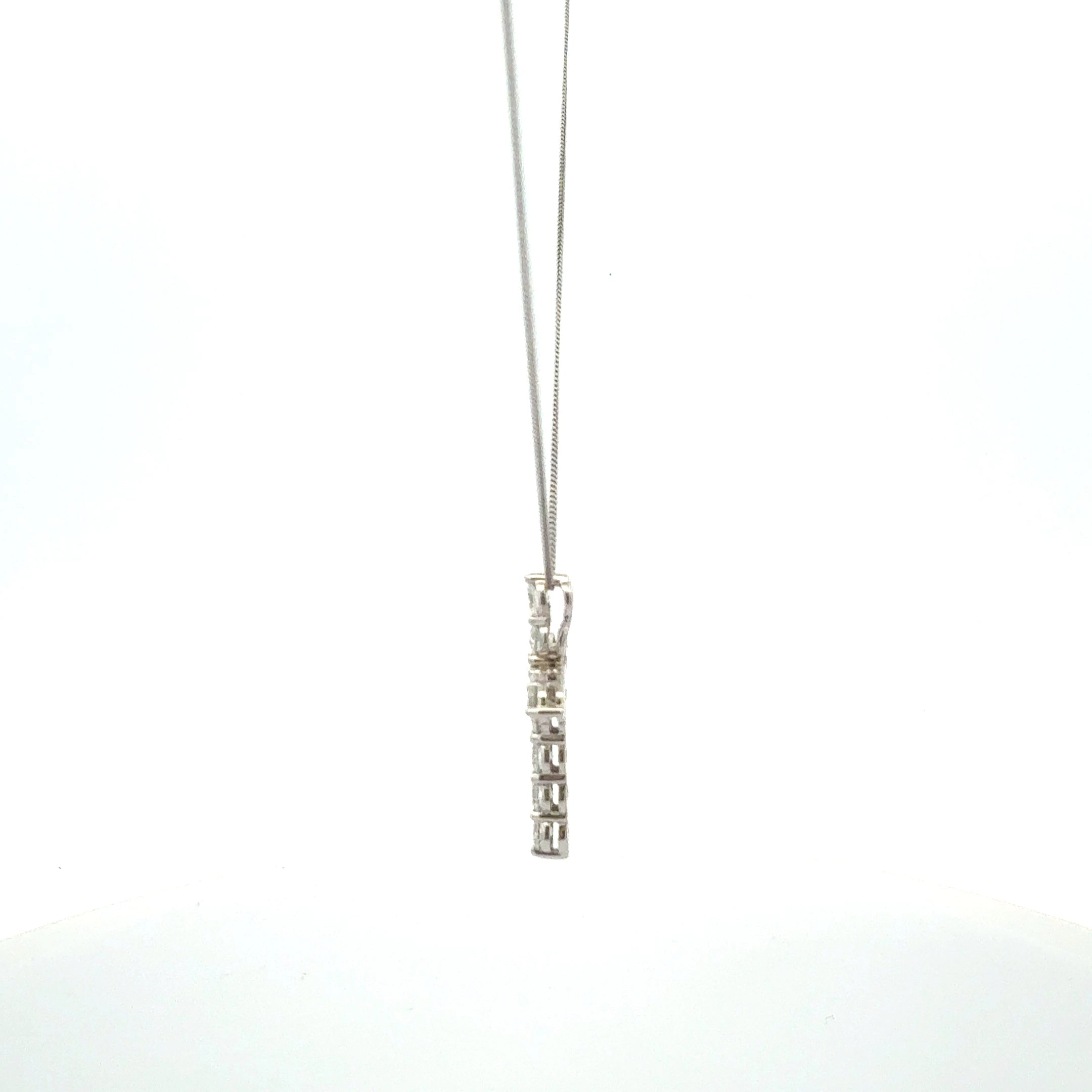 10K White Gold 1.00cttw Lab Grown Diamond Cross Necklace