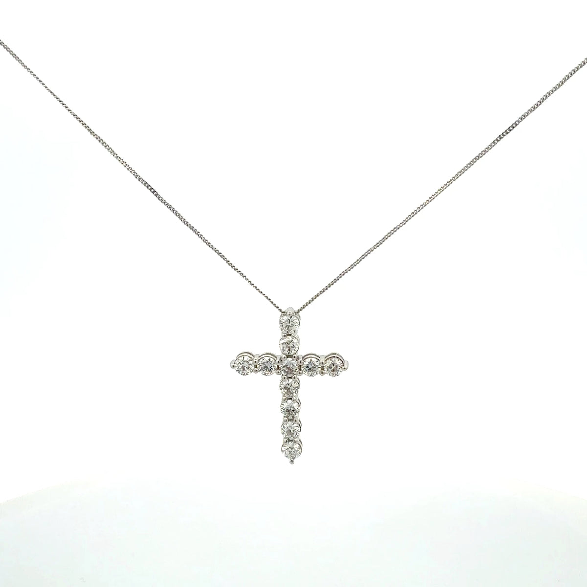 10K White Gold 1.00cttw Lab Grown Diamond Cross Necklace