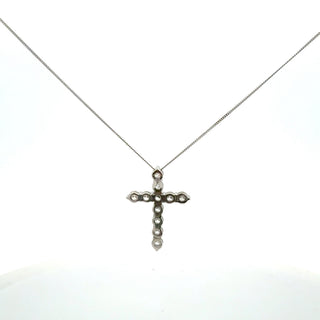 10K White Gold 1.00cttw Lab Grown Diamond Cross Necklace