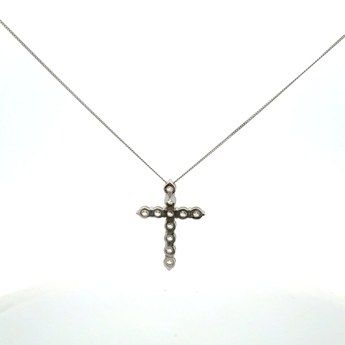 10K White Gold 1.00cttw Lab Grown Diamond Cross Necklace