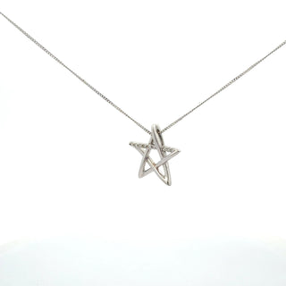 10k White Gold 0.081cttw Diamond Star Necklace