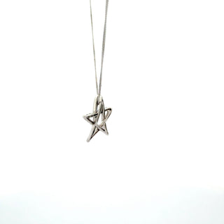 10k White Gold 0.081cttw Diamond Star Necklace