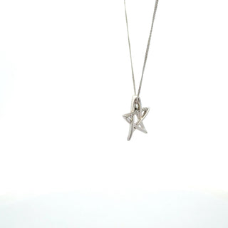 10k White Gold 0.081cttw Diamond Star Necklace
