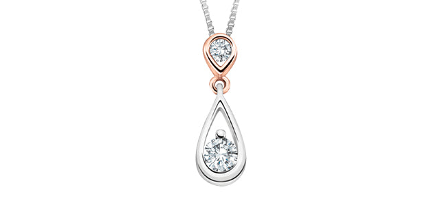 10K White and Rose Gold 0.13cttw Diamond Necklace