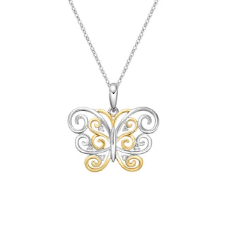 10K White Gold 0.02cttw Diamond Butterfly Pendant
