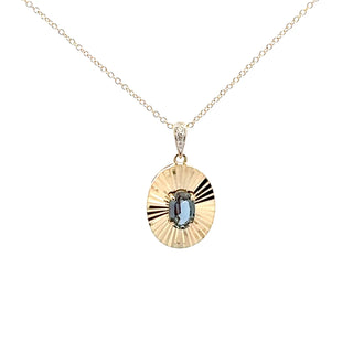 10K Yellow Gold Created Alexandrite and Diamond Pendant - 18"