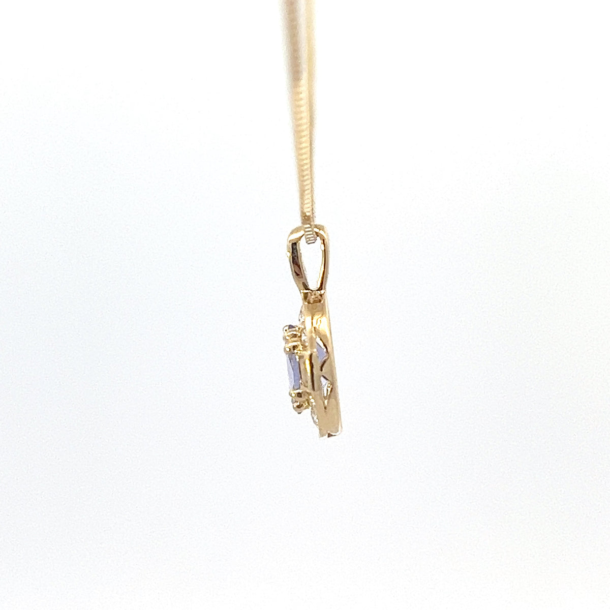 10K Yellow Gold Tanzanite , White sapphire and Diamond Necklace