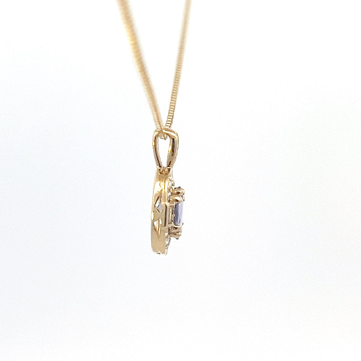 10K Yellow Gold Tanzanite , White sapphire and Diamond Necklace