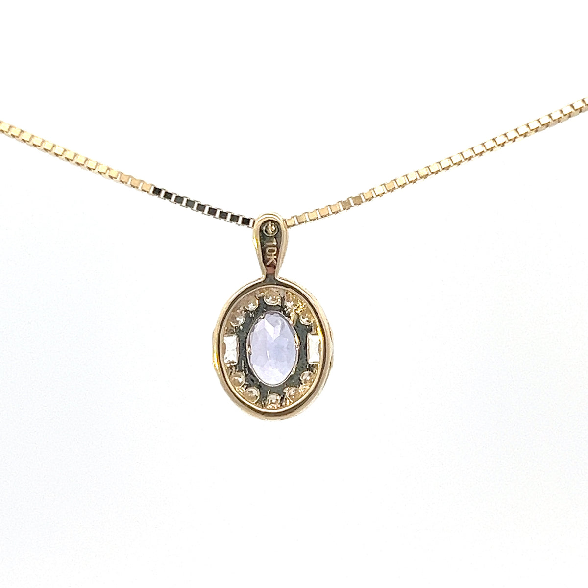 10K Yellow Gold Tanzanite , White sapphire and Diamond Necklace