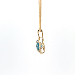 10K Yellow Gold Blue Topaz and Diamond Necklace 18"
