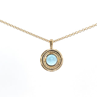 10K Yellow Gold Blue Topaz and Diamond Necklace 18"