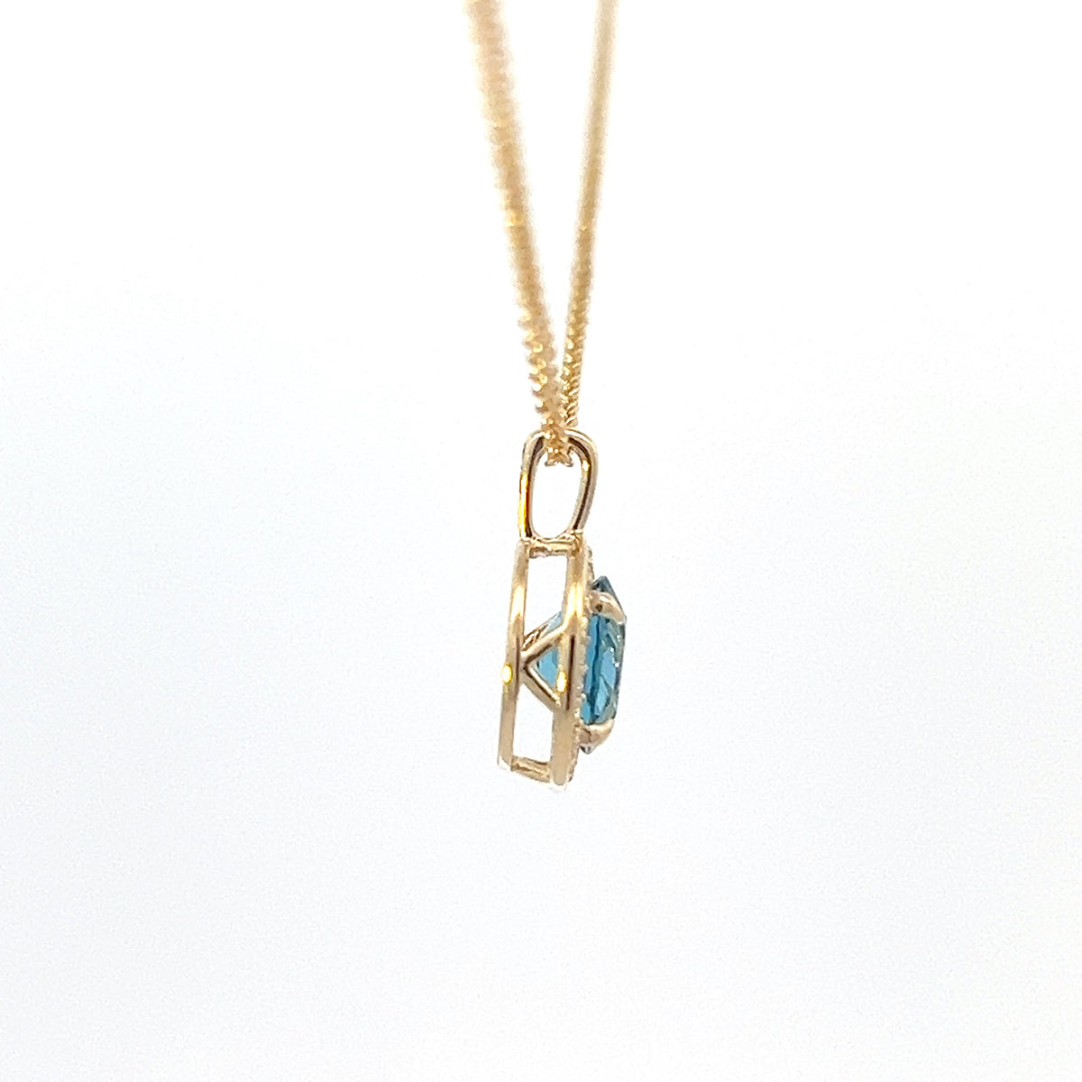 10K Yellow Gold Blue Topaz and Diamond Necklace 18&quot;