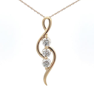 10K Yellow Gold 1.00cttw  Lab Grown Diamond Pendant Necklace 18"