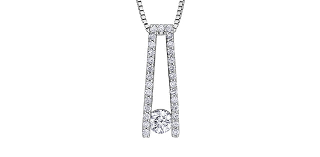 10K White Gold 0.30 cttw Canadian Diamond Pendant, 18&quot;