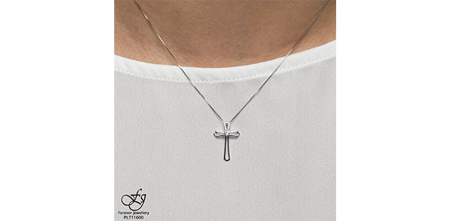 10K White Gold 0.01cttw Diamond Cross Pendant - 18&quot;