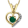 10K Yellow Gold Emerald and Diamond Heart Necklace