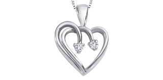 10K White Gold 0.03 cttw Diamond Heart Pendant