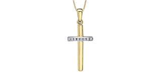 Colgante de cruz de diamantes de 0,06 quilates en oro amarillo de 10 quilates, 18"